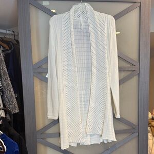 NY Collection White Open-Front Cardigan